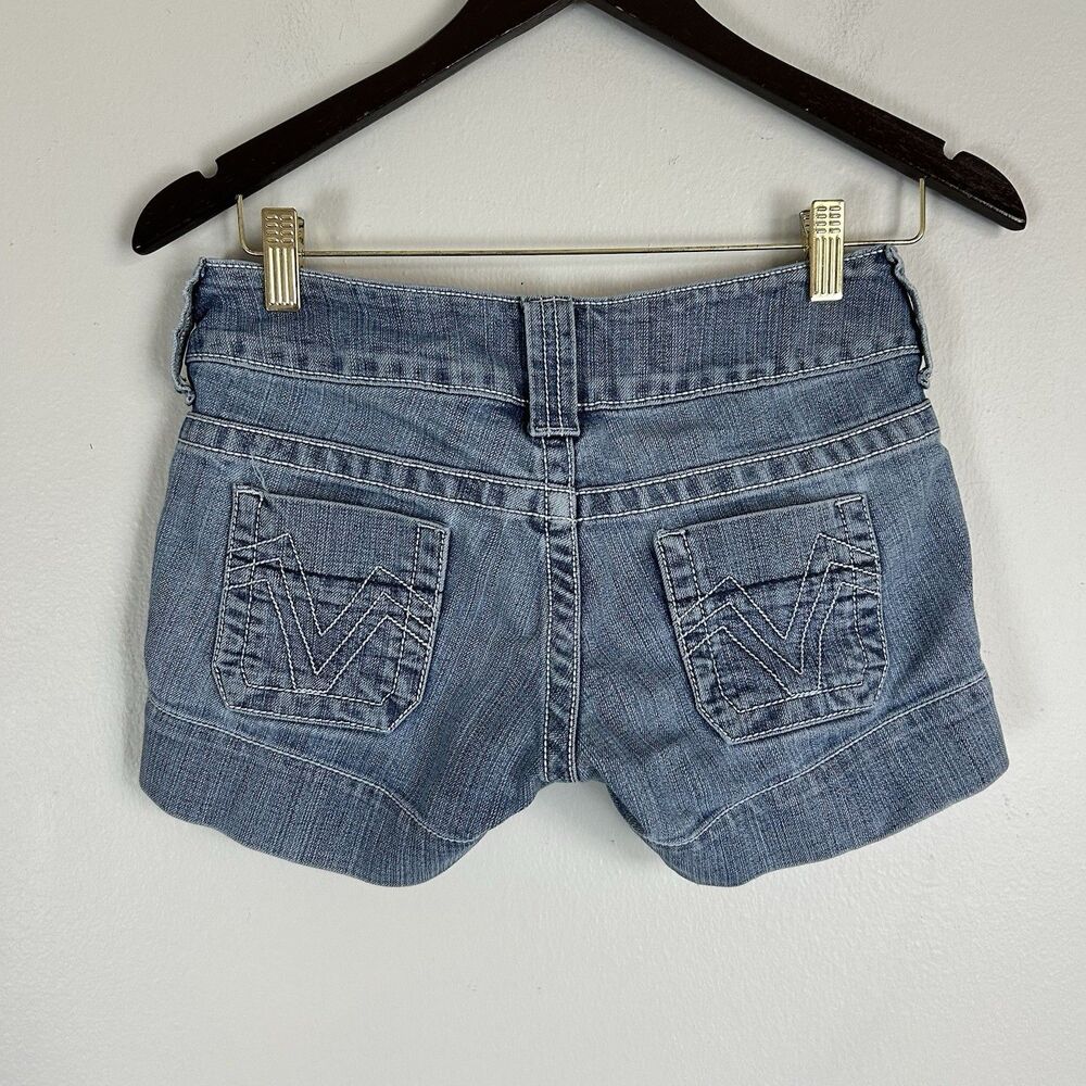 Mossimo Juniors 3 Low Rise Jean Shorts Y2K Skater Grunge Vintage Size 2 - Picture 2 of 3